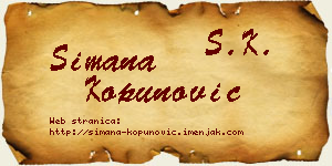 Simana Kopunović vizit kartica